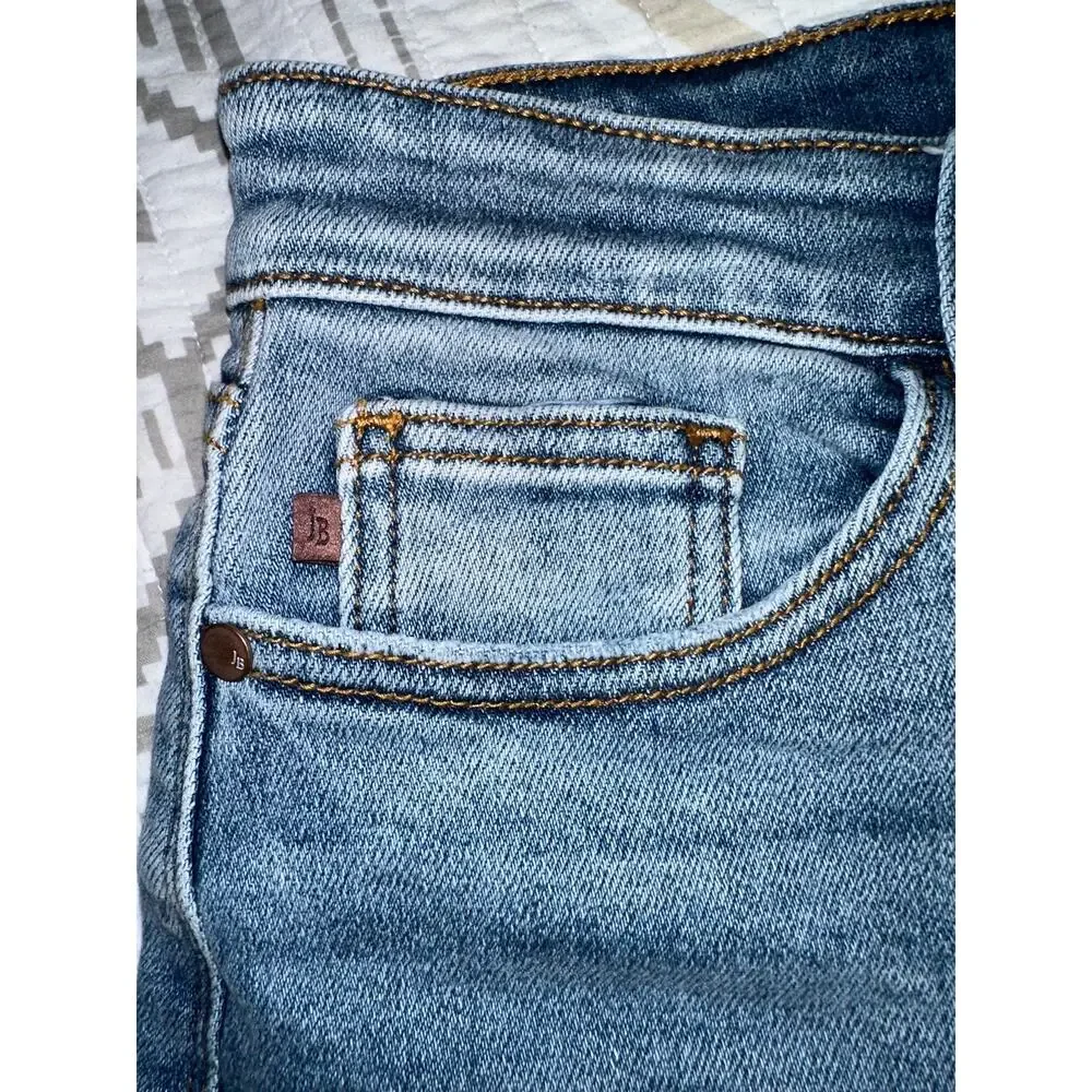 Judy Blue Womens Large Light Wash Denim Cutoff Shorts Raw Hem Stretch Mid Rise